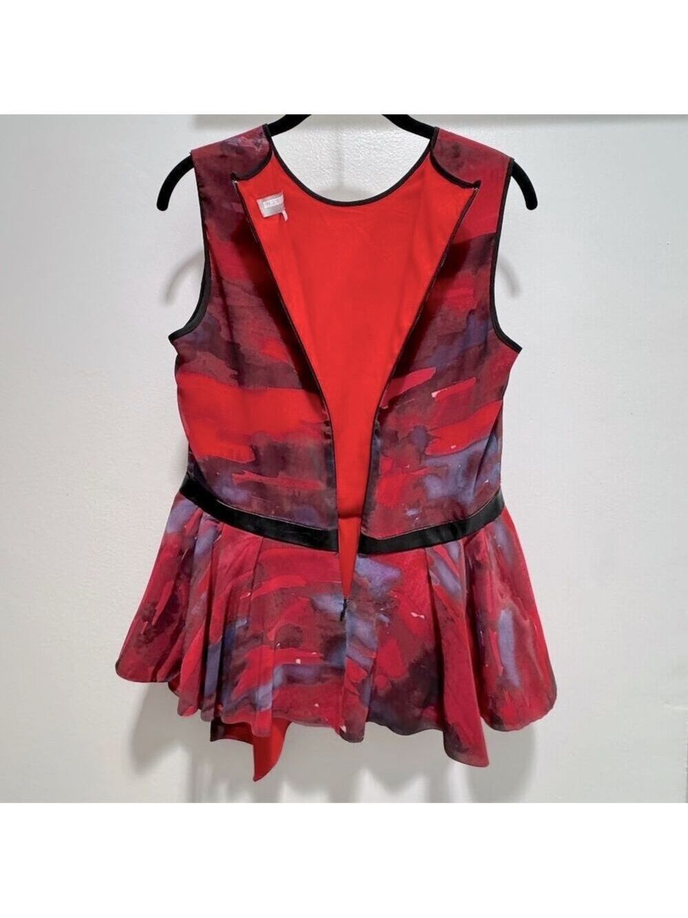 Hunter Bell Sleeveless Peplum, Leather Trim Top, Size 8 - Picture 7 of 10